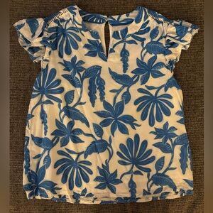 Girl’s Vineyard Vines Blue Floral Top